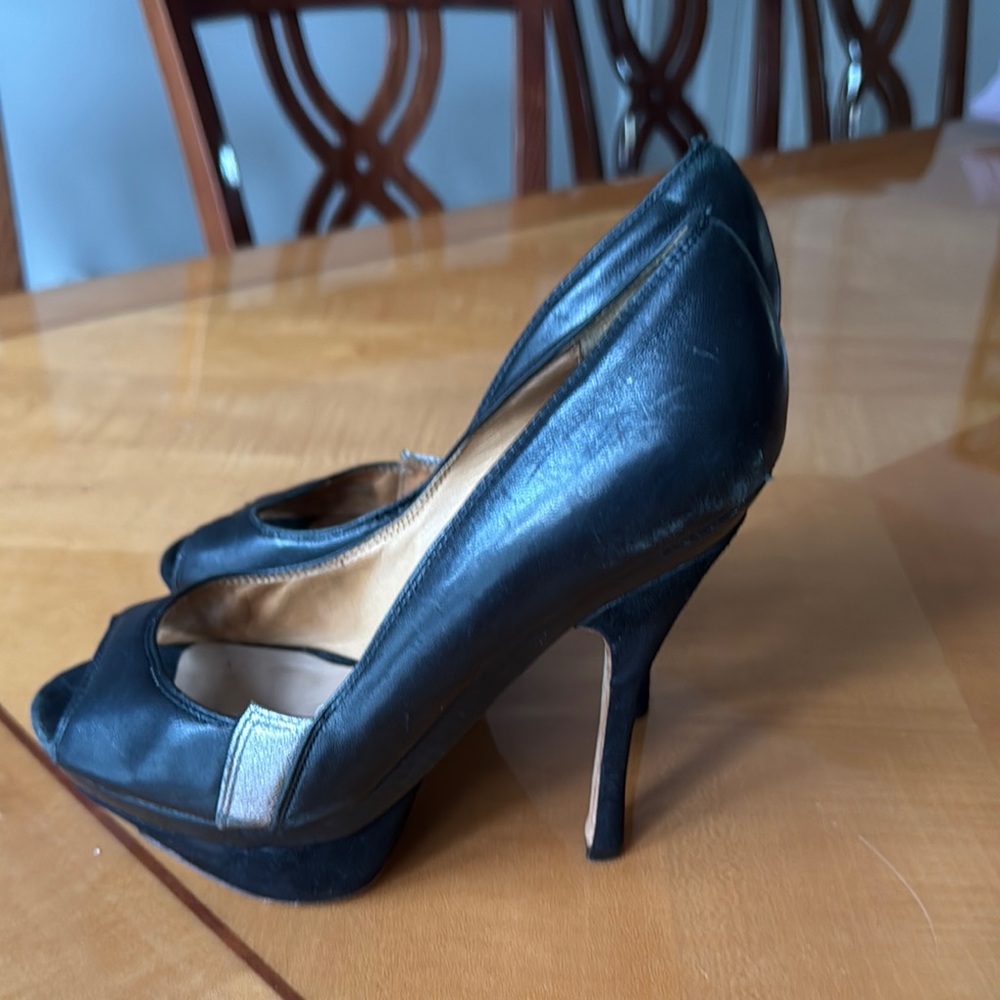 L.A.M.B. Classic Black Peep Toe Heels size 6